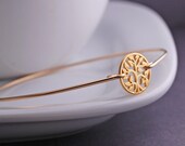 Gold Tree of Life Bracelet, Family Tree Jewelry, Sterling Silver Tree Bangle Bracelet