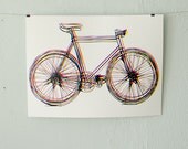 CMYK Bicycle poster - 4 color screen printed fixie bike art