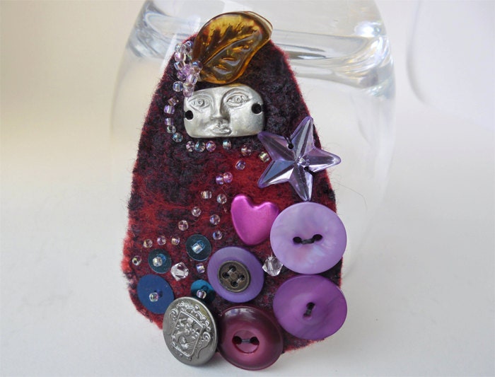 Felt Textile Brooch Embellished with Buttons Team EFA