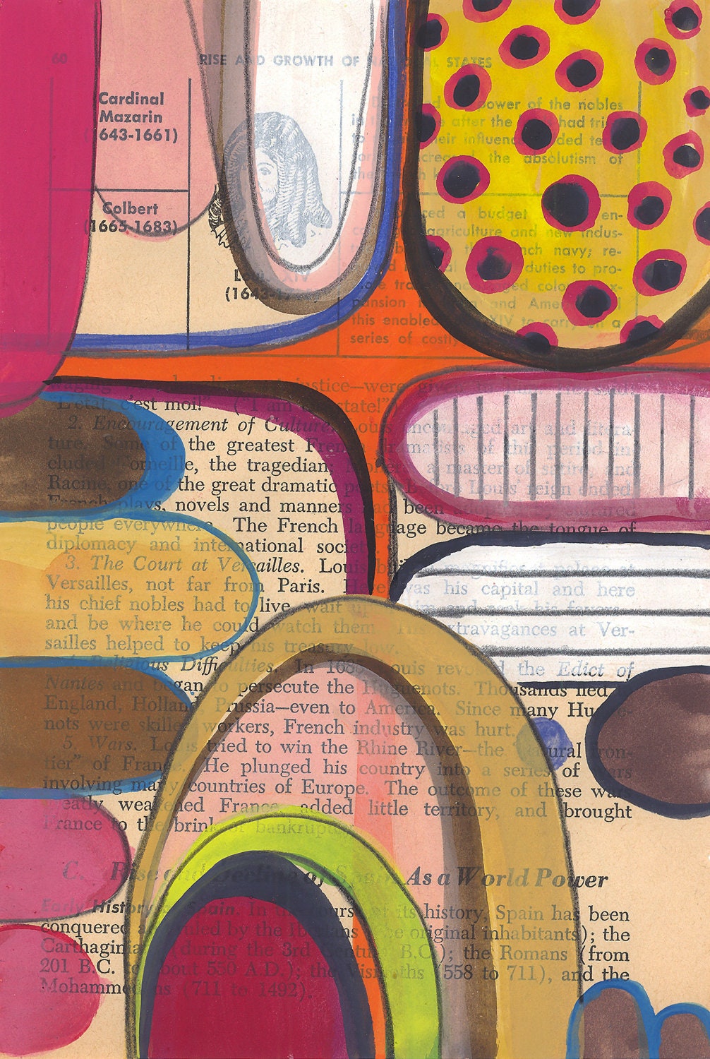 Convergence - Original Painting on Antique Book Paper