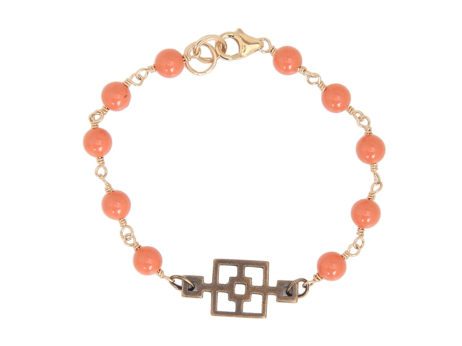 Coral Bronze Cinder Block Party Bracelet