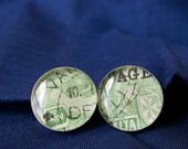 Maltan Postage Stamp Button Earrings