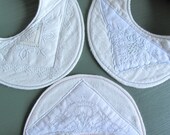 baby drool bib, ooak made with vintage hankies and organic flannel