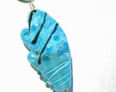 Handmade Lampwork Glass Focal Beads, aqua chrysalis artisan pendant, orphan bead, jewelry supplies, SRA art glass