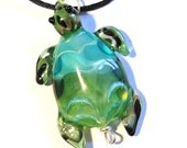 Sea Turtle Handmade Lampwork Glass Beads jewelry, pendant, focal bead, Green and aqua raked, SRA, Isinglass Design, leteam, tt team