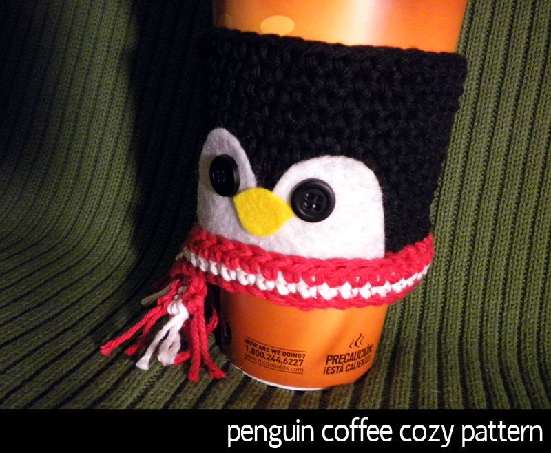 Penguin Coffee Cozy Crochet Pattern