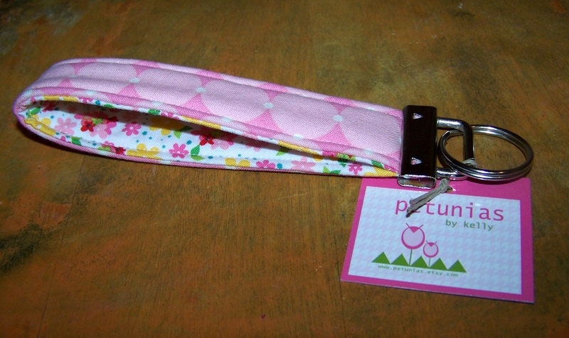 PETUNIAS' Key Fob - keyfob key chain purse accessories fabric gift wristlet