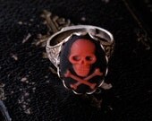 Skull Ring- Black, Red and Silver