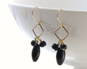 Black Obsidian, Tourmaline and Gold Fill Earrings, Black and Gold - Christian Jewelry - Light in the Darkness