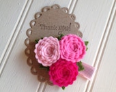 Wool Felt Flower Hair Clip - Valentine Pinks Trio