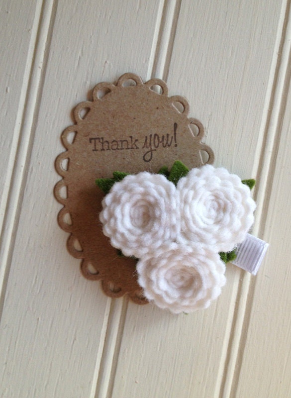 Wool Felt Flower Hair Clip - Fun Clippie - White