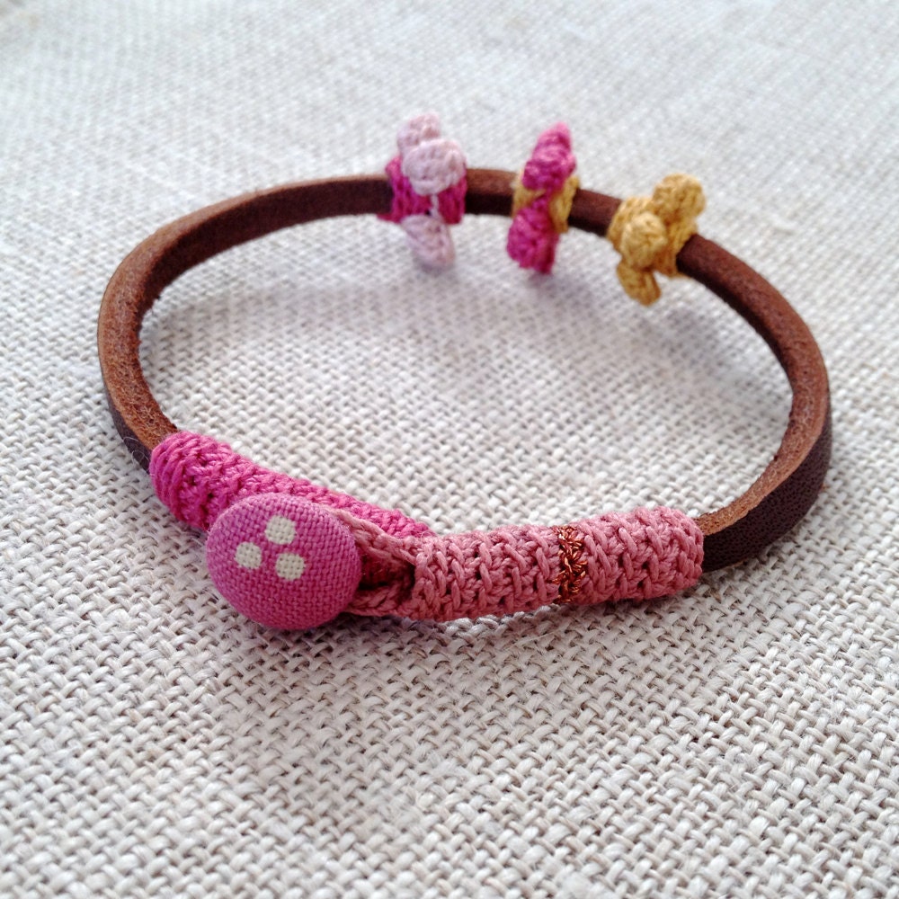 leather and crochet bracelet
