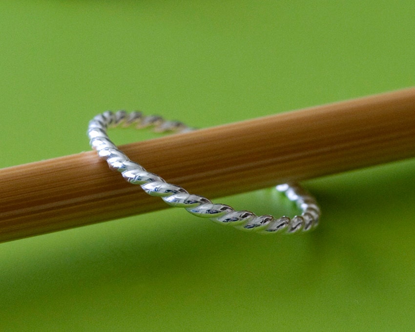 Twisted Wire Stacking Ring - Sterling Silver - Size 2 to 15