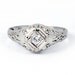 10K White Gold 1920s Art Deco Diamond Engagement Ring Filigree Jewelry