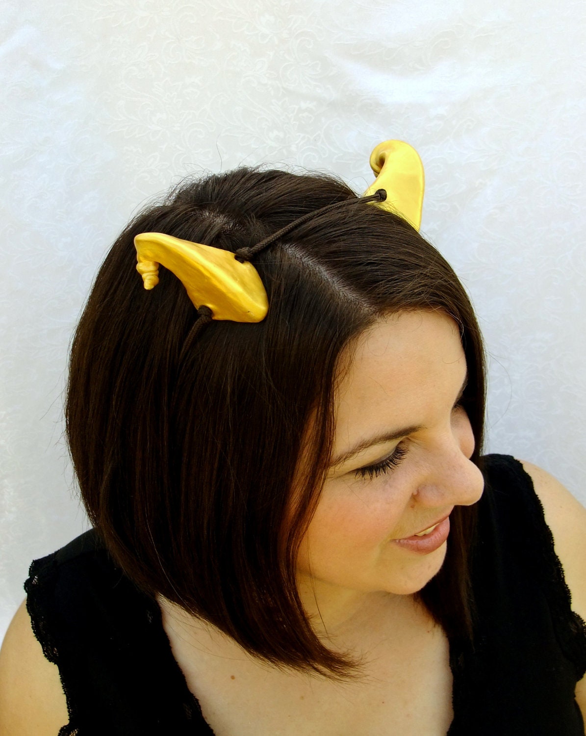 Gold Dragon Horns, Gold Costume Horns, Gold Satyr Horns, Cosplay Horns, Costume Horns, Oni Horns