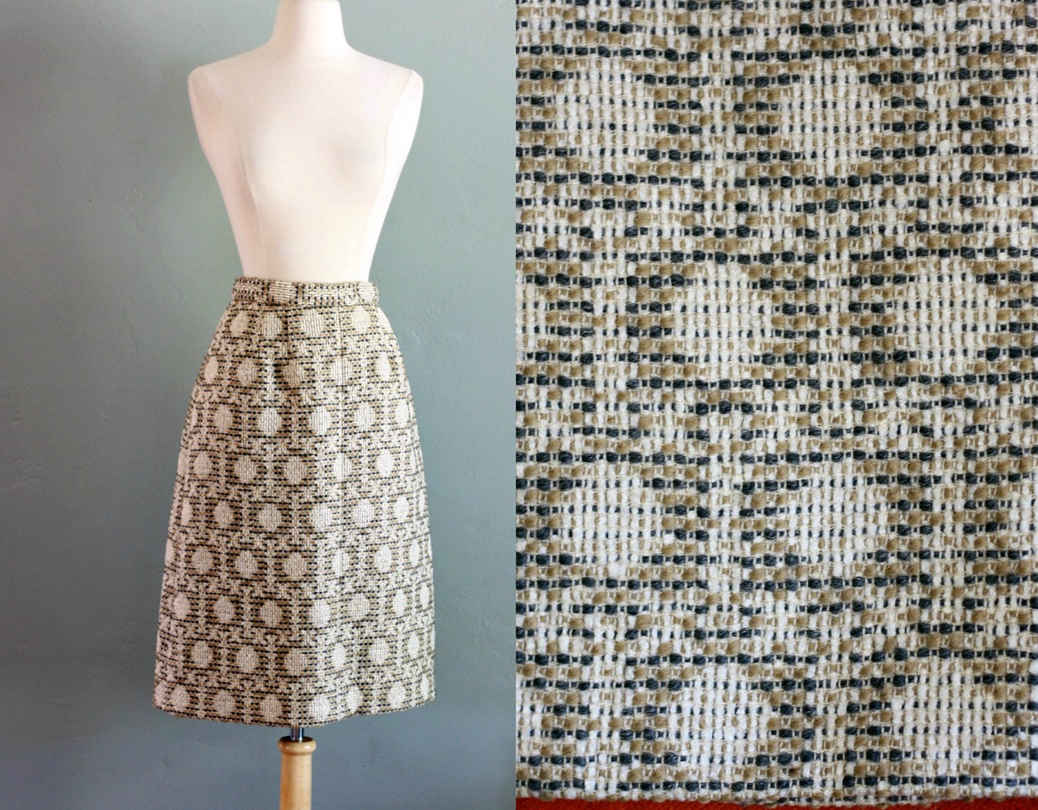 70s XS/S Tweed High Waist SKIRT