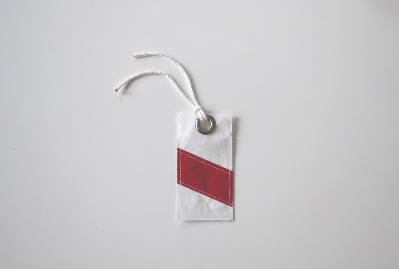 Recycled Sail Luggage Tag - Red Stripe