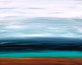 Buy Art White Black Aqua Brown Copper Abstract Landcape Modern Sky Gray Soothing Shore Zen Mystic Calm Painting Artwork Cummings Earthy