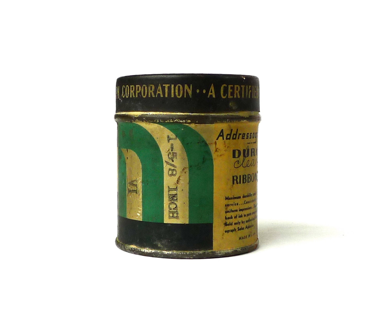 Small Advertising Tin Addressograph Duro Clear Ribbon