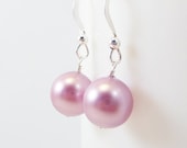 Powder Rose pearl earrings AMPLE Bridal Wedding Bridesmaid Pink Swarovski on Sterling Silver