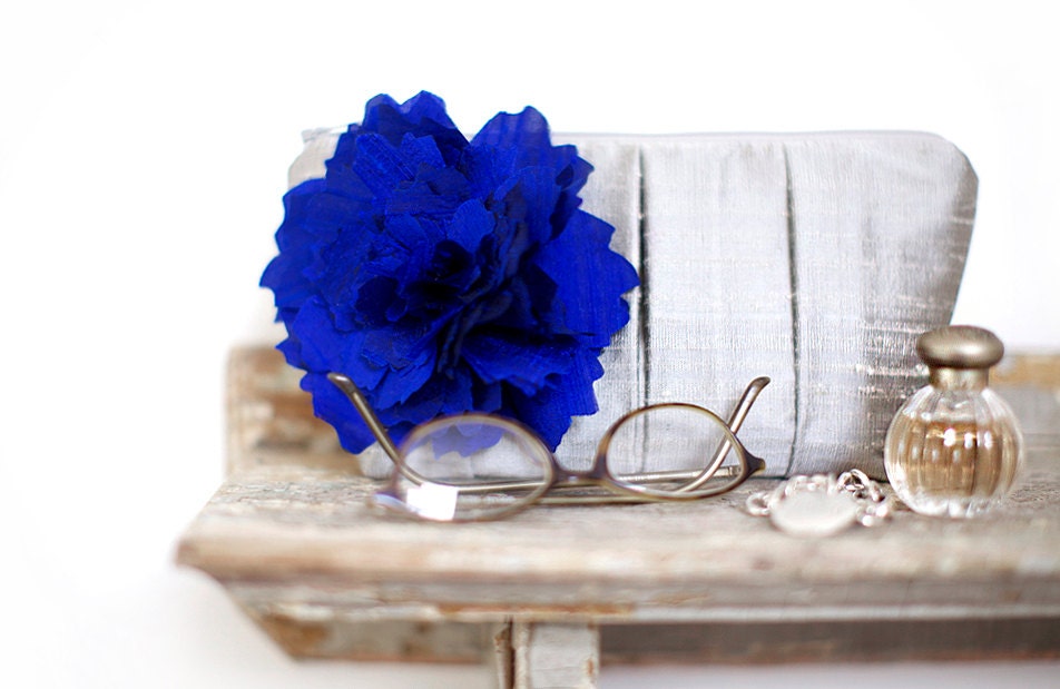 cobalt blue gifts for bridesmaids, silk wedding clutches, bridal purse, wedding bag,