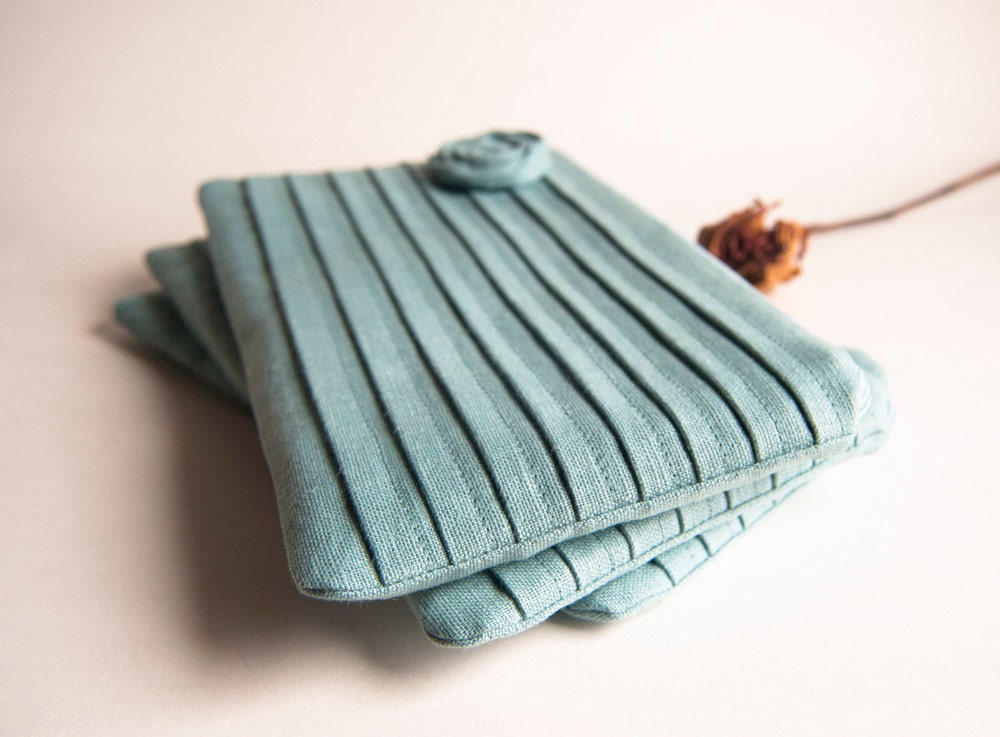 Bridesmaid Gift Idea Clutch Big Pleated zippered clutch, purse, pouch, Ice Blue Rose Bridal Wedding Clutch Made to Order by Lolos