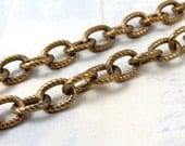 Vintage Brass Plated Candy Cane Textured Cable Chains (18 Inches) (C505)