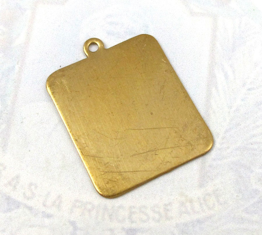 Brass Rectangle Engravable Pad Charms (6X) (M599)