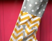 CHRISTMAS Holiday Personalized Initial STOCKING Yellow Chevron