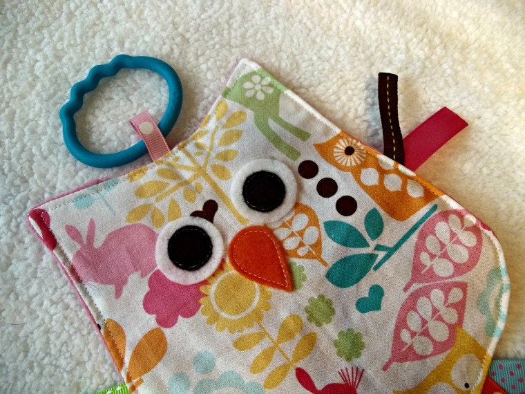 OWL CRINKLE CRACKLE Sensory Lovey Owl Toy in Forest Life