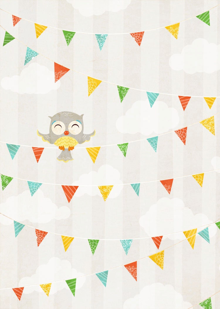 Owl Art Print - Owl Party Print - bird art, Nursery art prints, baby nursery, nursery decor, nursery wall art, kids art