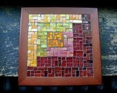 Asymmetric Log Cabin Mosaic Trivet in Dark Red and Orange