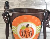 personalized PUMPKIN fall - thanksgiving centerpiece five quart bucket