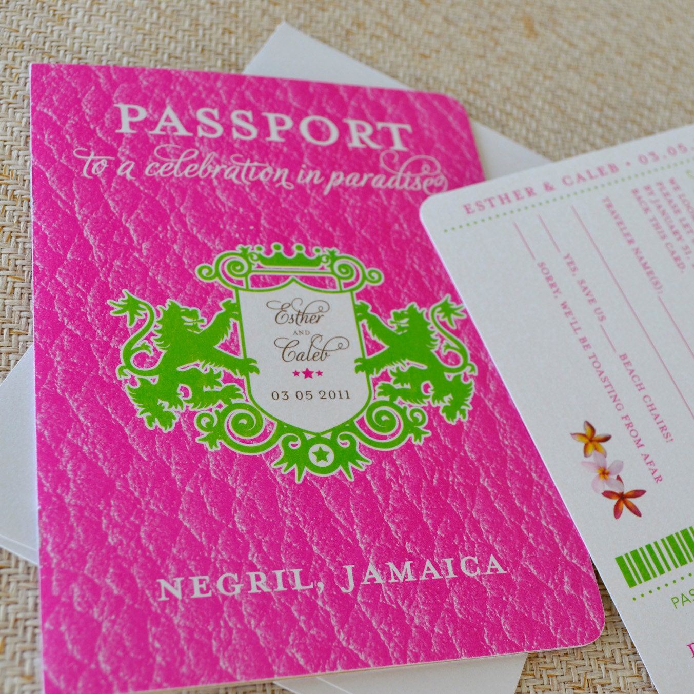 Jamaican Crest Passport Wedding Invitation (Negril, Jamaica) - Design Fee