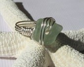 Beach Glass Ring Wire Wrappped  61/4