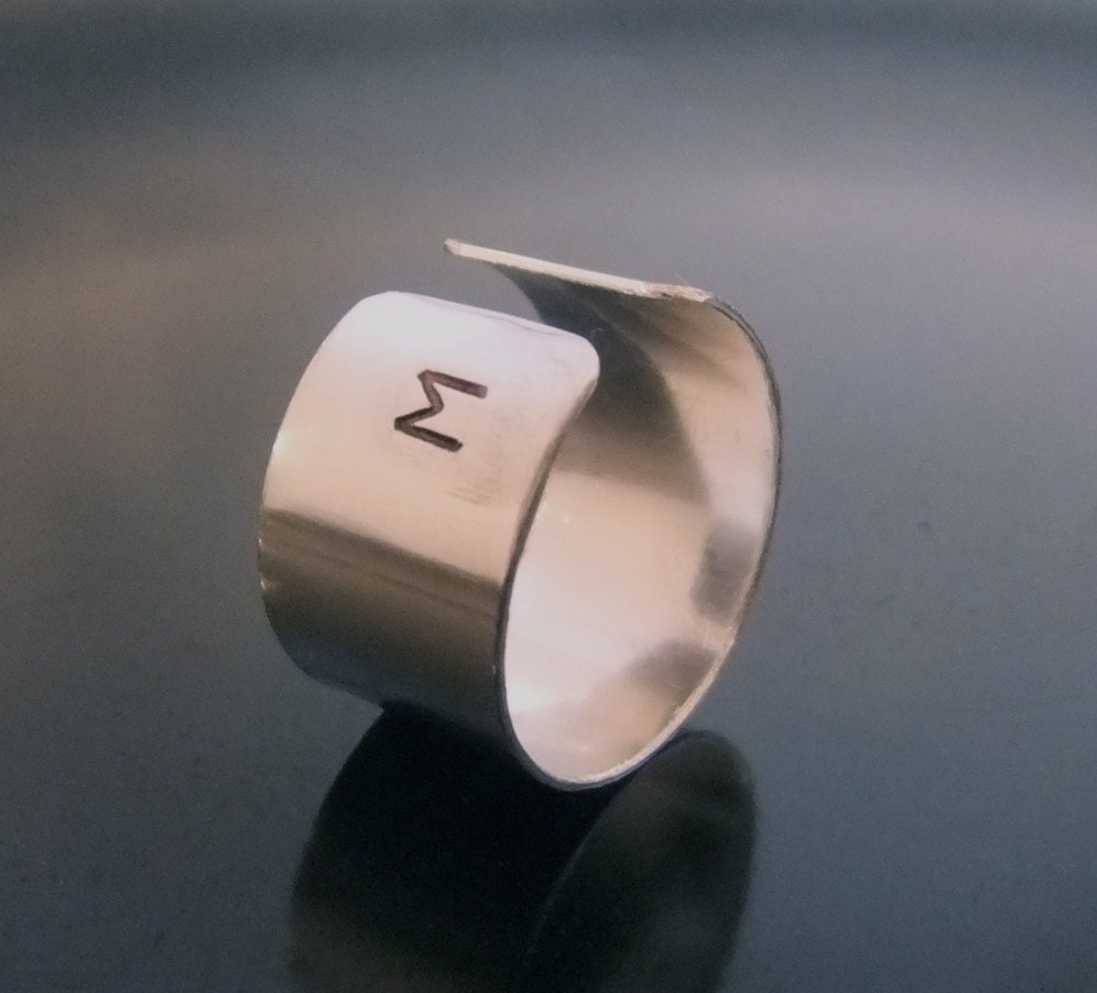 Custom Adjustable Initial Ring in Silver