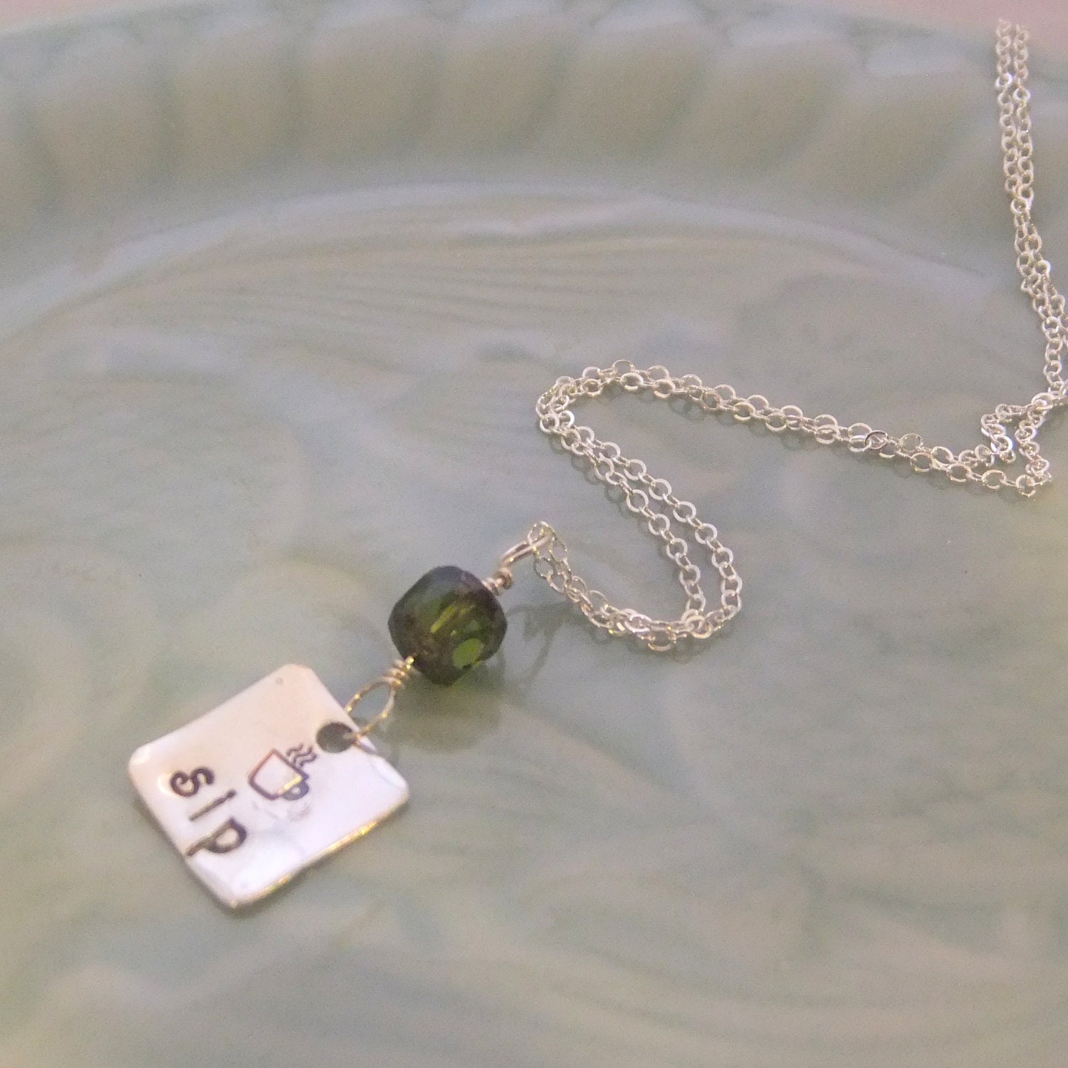 Silver Sip Pendant with Czech Glass