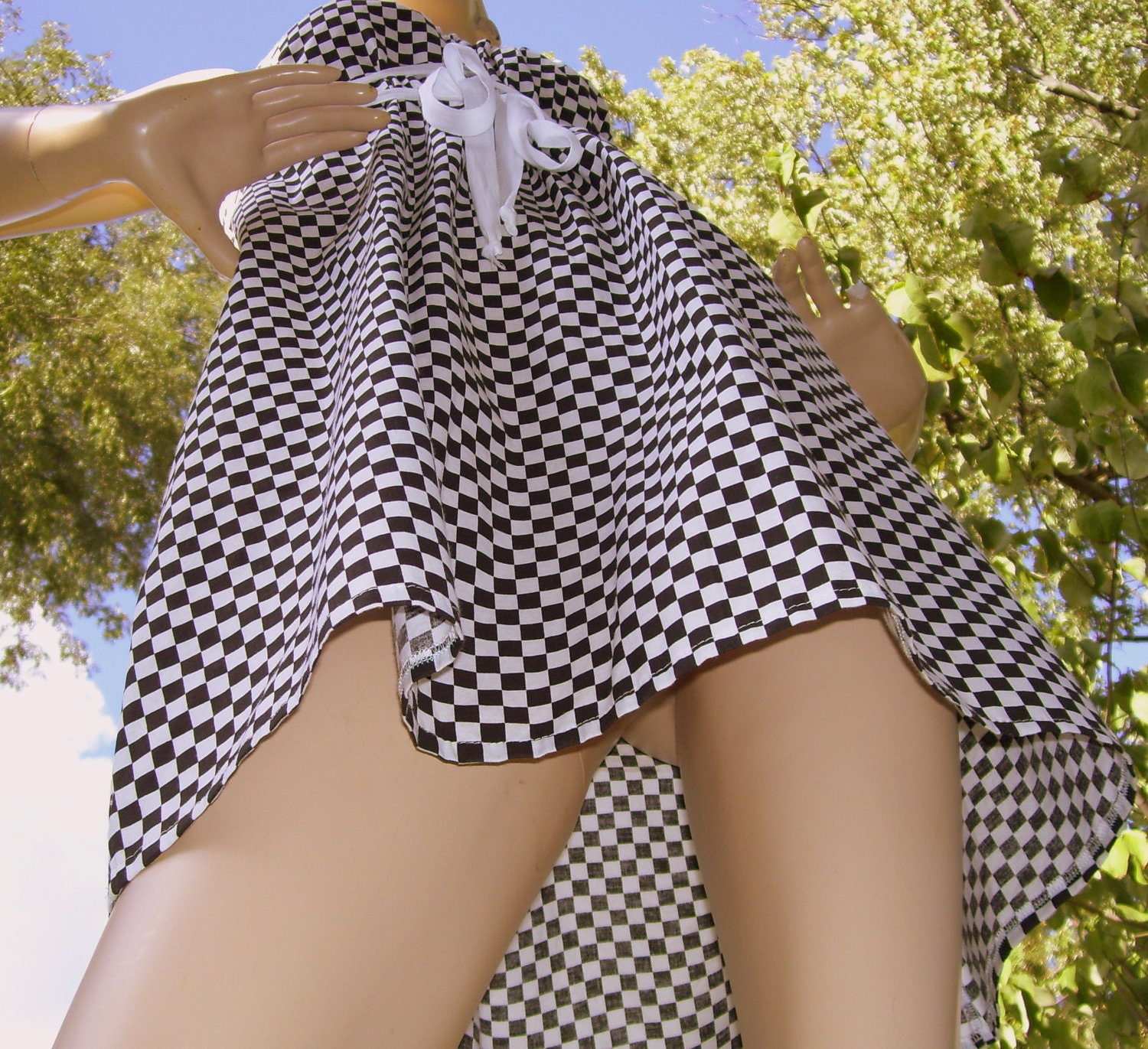 Checker Flag Dress Black White Checked Nascar Race Fan Sundress S M L XL XXL