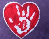 Batik Jerry Hand Heart Infant Onesie- size 6mth or 12mth Free Shipping
