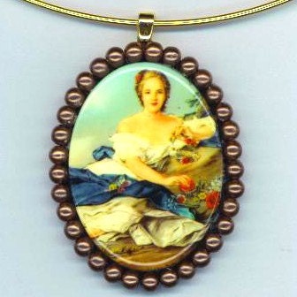 Pendant Portrait Cameo Pendant . Victorian Lady . Romantic Woman . Faux Pearl Frame -  Faces from the Past  Series by enchantedbeads on Etsy