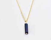 Empyrean - blue black shimmer bar pendant gold filled necklace  - minimal modern jewelry - women gift