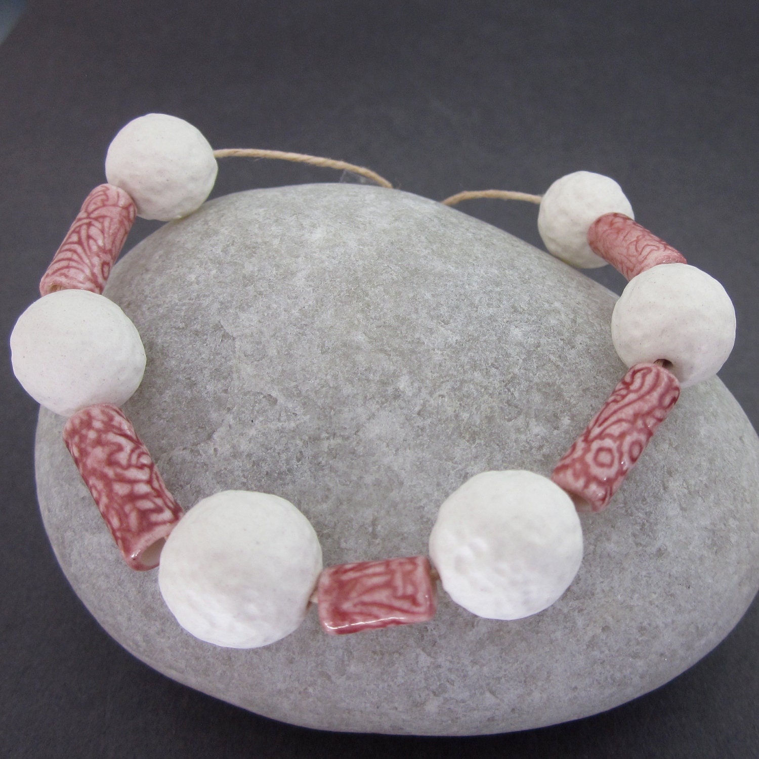 Handmade Textured Porcelain Bead Assortment