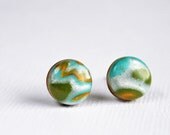 Petite earrings. Small earring posts. Stud earrings. Polymer clay, mokume gane.