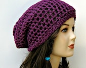 Hemp Wool Soy orchid purple slouchy beanie small dreadlock hippie tam hat