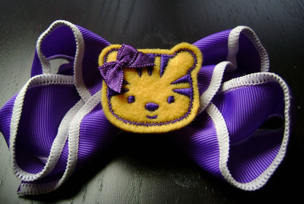 LSU Tigers Purple and White Football Hair Bow
