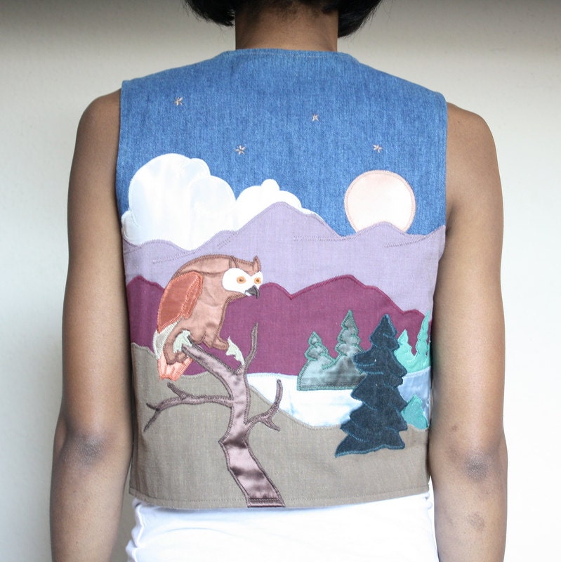 Vintage Owl Southwestern Scene Vest