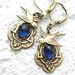 Sparrows Retreat Brass Earrings - Montana Blue Glass