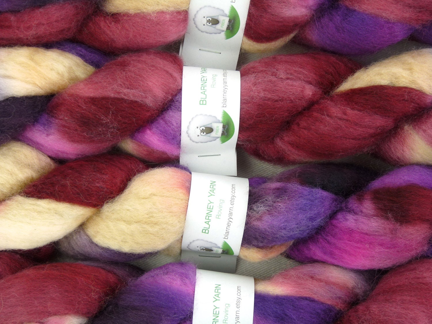 Handpainted Roving - 2 oz. Bluefaced Leicester Wool in Chambord by Blarney Yarn