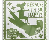 Why Are You So Naughty ceramic tile (Green)