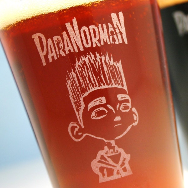 CLEARANCE - ParaNorman Movie etched pint glass - Norman - official licensed art